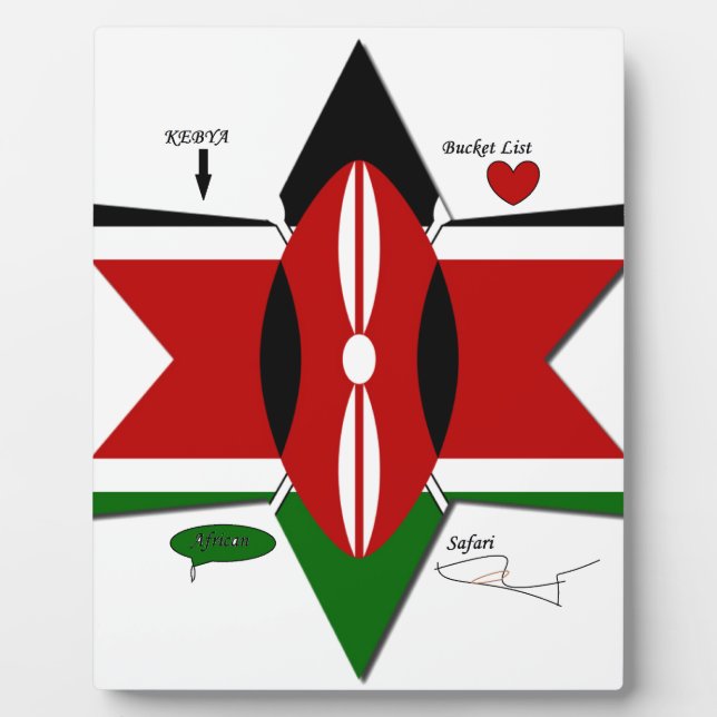 Kenyan Flag Safari Design: Bucket List Plaque (Front)