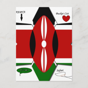 Kenyan Flag Safari Design: Bucket List Postcard