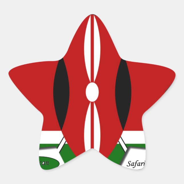 Kenyan Flag Safari Design: Bucket List Star Sticker (Front)