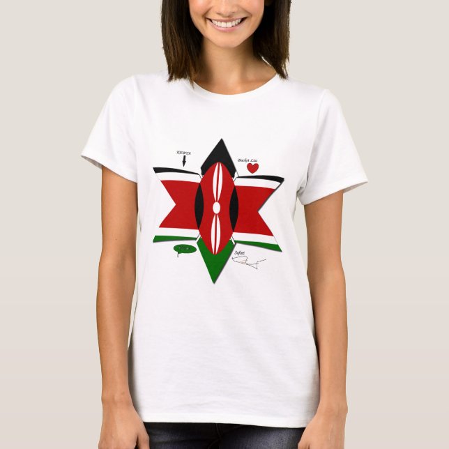 Kenyan Flag Safari Design: Bucket List T-Shirt (Front)