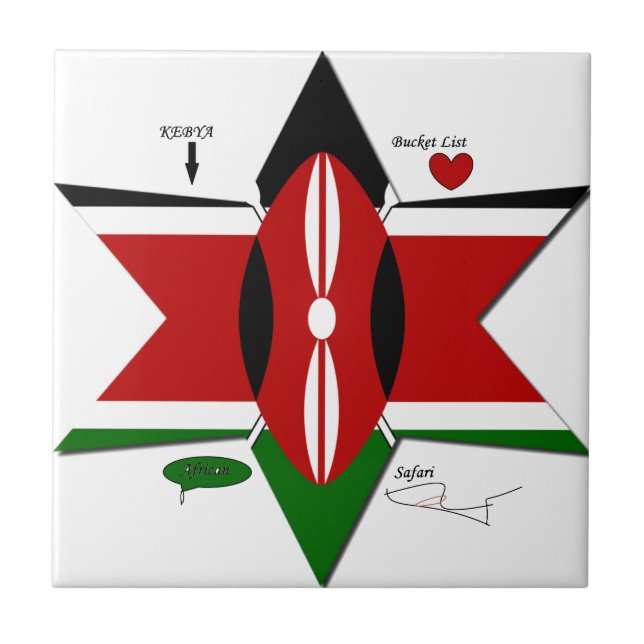 Kenyan Flag Safari Design: Bucket List Tile (Front)