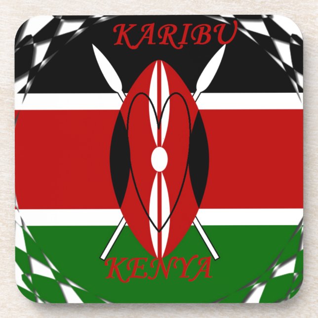 Kenyan Flag Unity: Tuko Pamoja Design Coaster (Front)