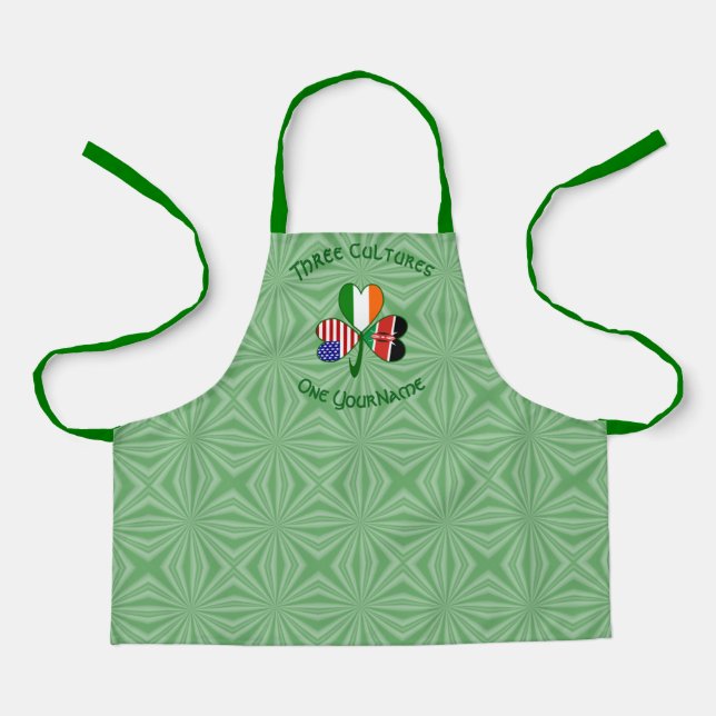 Kenyan Irish American Flag Shamrock Personalised  Apron (Front)