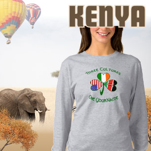 Kenyan Irish American Flags Shamrock Personalised  T-Shirt
