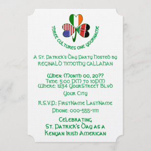 Kenyan Irish USA Flag Shamrock Personalised  Invitation