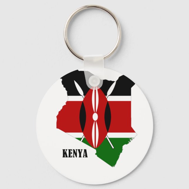 Kenyan Map and Flag Key Ring (Front)