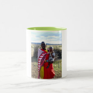 Kenyan mother and baby in Kenya Two-Tone Coffee Mug