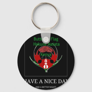 Kenyan Shield Design: Butterfly Flag.  Key Ring