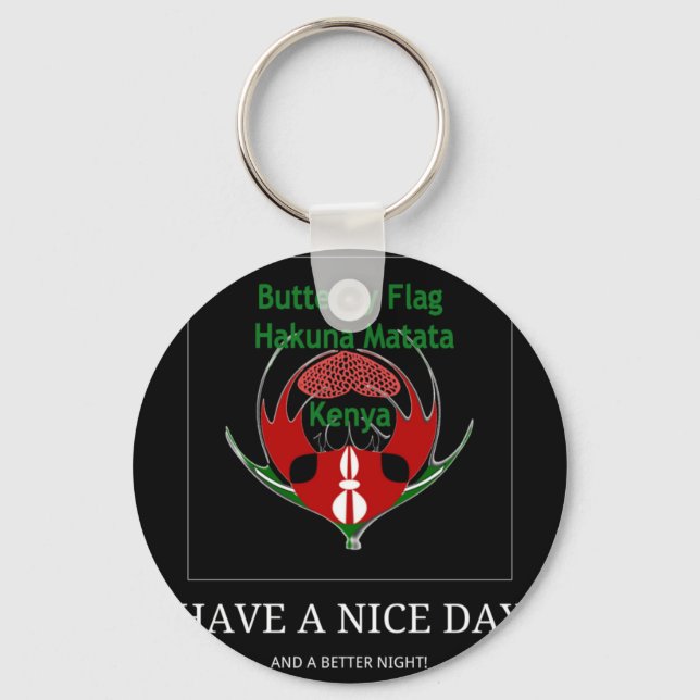 Kenyan Shield Design: Butterfly Flag.  Key Ring (Front)