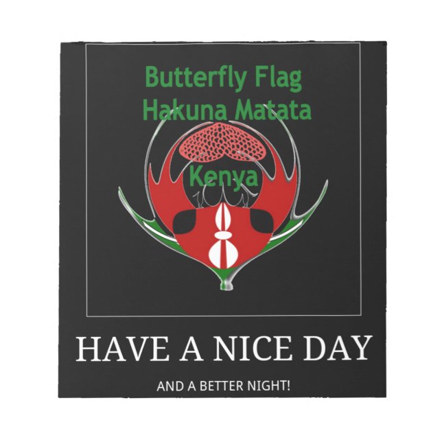 Kenyan Shield Design: Butterfly Flag.  Notepad (Front)
