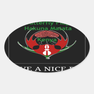 Kenyan Shield Design: Butterfly Flag.  Oval Sticker