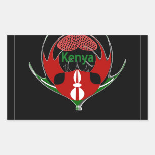 Kenyan Shield Design: Butterfly Flag.  Rectangular Sticker