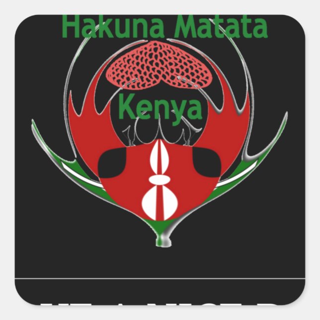 Kenyan Shield Design: Butterfly Flag.  Square Sticker (Front)