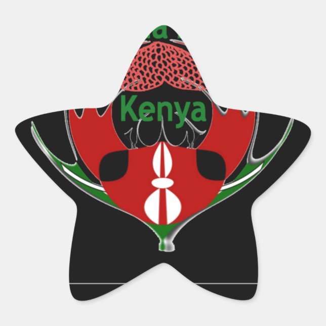 Kenyan Shield Design: Butterfly Flag.  Star Sticker (Front)