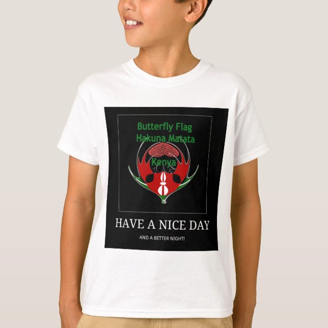 Kenyan Shield Design: Butterfly Flag.  T-Shirt (Front)