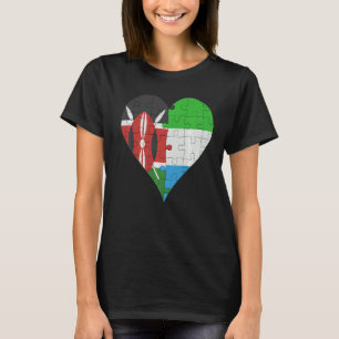 Kenyan Sierra Leonean Flag Heart T-Shirt