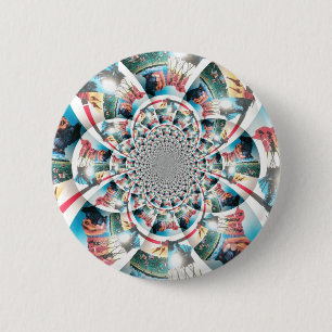 Kenyan Tapestry Kaleidoscope Art Print 6 Cm Round Badge