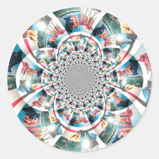 Kenyan Tapestry Kaleidoscope Art Print Classic Round Sticker (Front)