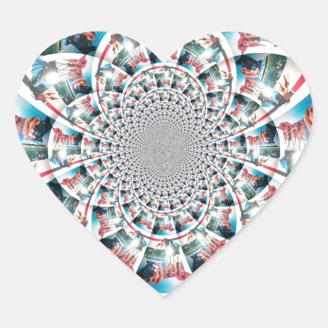 Kenyan Tapestry Kaleidoscope Art Print Heart Sticker (Front)