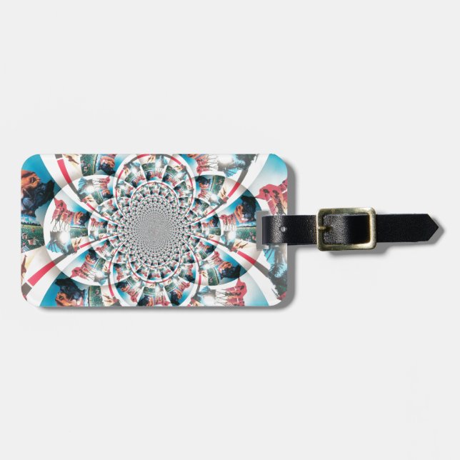 Kenyan Tapestry Kaleidoscope Art Print Luggage Tag (Front Horizontal)