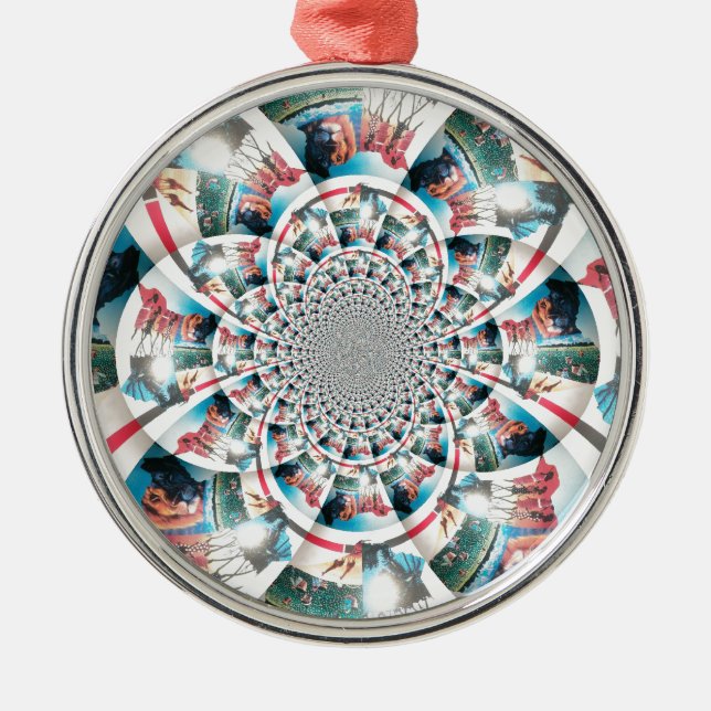 Kenyan Tapestry Kaleidoscope Art Print Metal Tree Decoration (Front)