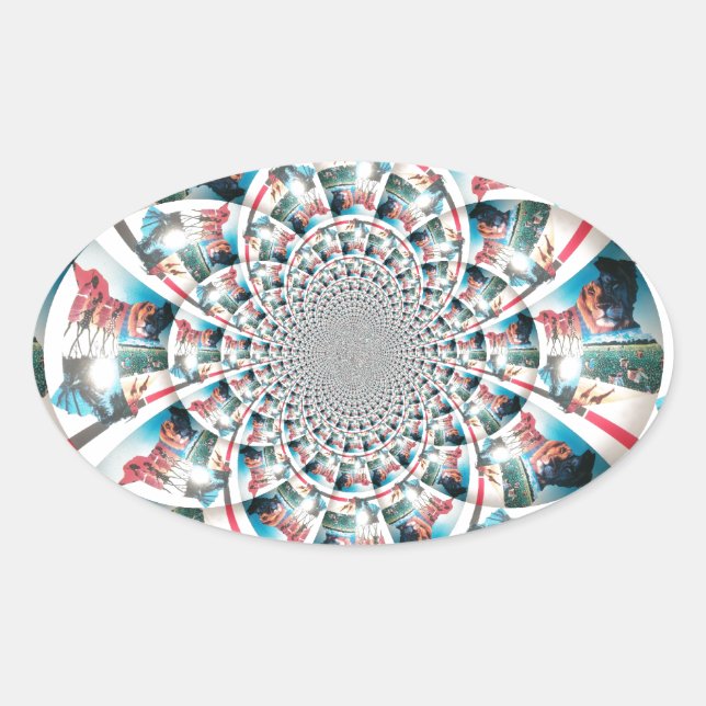 Kenyan Tapestry Kaleidoscope Art Print Oval Sticker (Front)