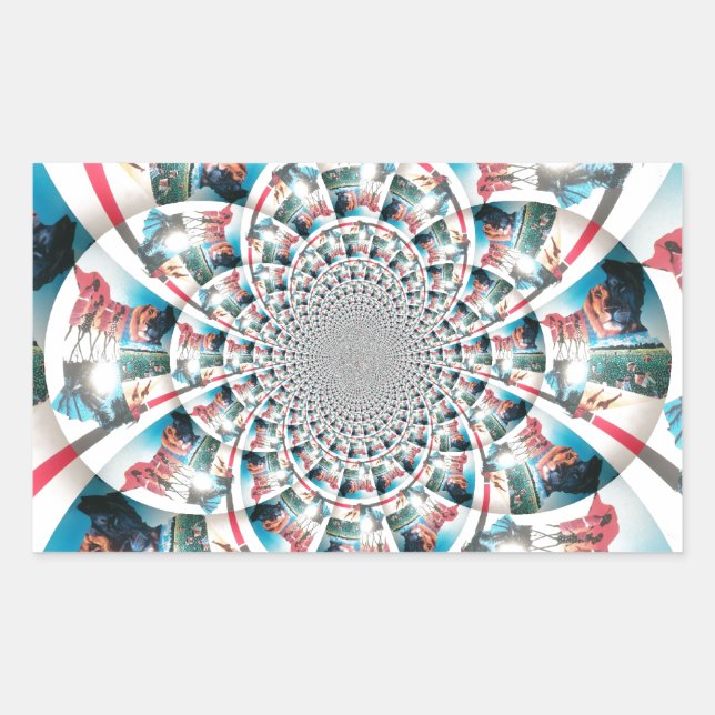 Kenyan Tapestry Kaleidoscope Art Print Rectangular Sticker (Front)
