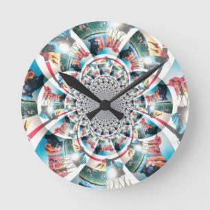 Kenyan Tapestry Kaleidoscope Art Print Round Clock