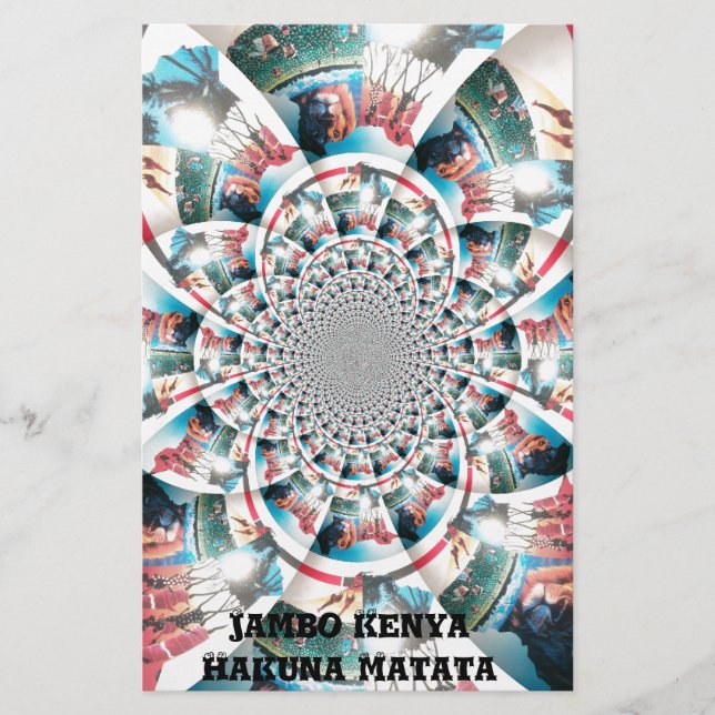 Kenyan Tapestry Kaleidoscope Art Print Stationery (Front)