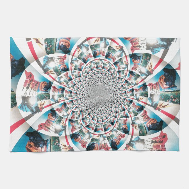 Kenyan Tapestry Kaleidoscope Art Print Tea Towel (Horizontal)