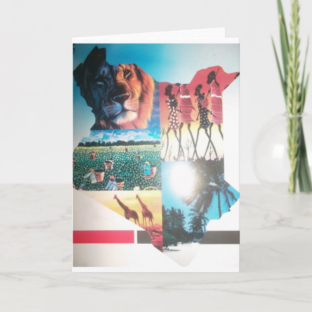 Kenyan Tapestry: Wildlife, Culture & Coastal Beach Card (Front)