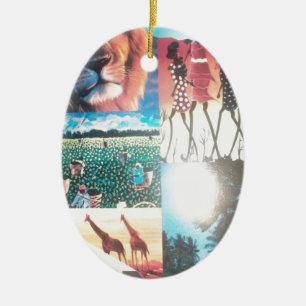 Kenyan Tapestry: Wildlife, Culture,& Coastal Beach Ceramic Tree Decoration