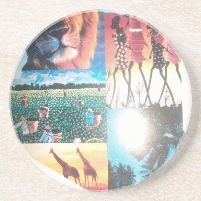 Kenyan Tapestry: Wildlife, Culture,& Coastal Beach Coaster (Front)