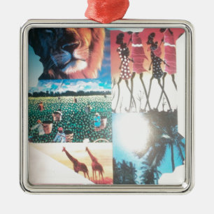 Kenyan Tapestry: Wildlife, Culture,& Coastal Beach Metal Tree Decoration