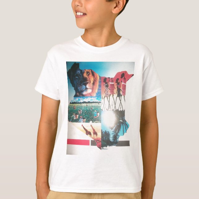 Kenyan Tapestry: Wildlife, Culture & Coastal Beach T-Shirt (Front)