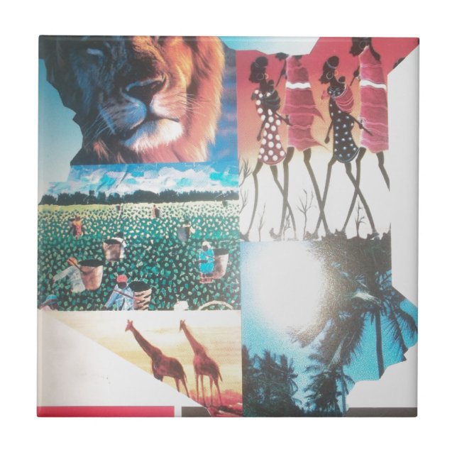 Kenyan Tapestry: Wildlife, Culture,& Coastal Beach Tile (Front)