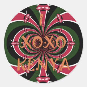 Kenyan Travel Gift – Hugs & Kisses Design Classic Round Sticker