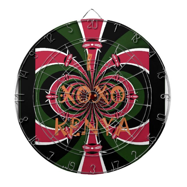 Kenyan Travel Gift – Hugs & Kisses Design Dartboard (Front)