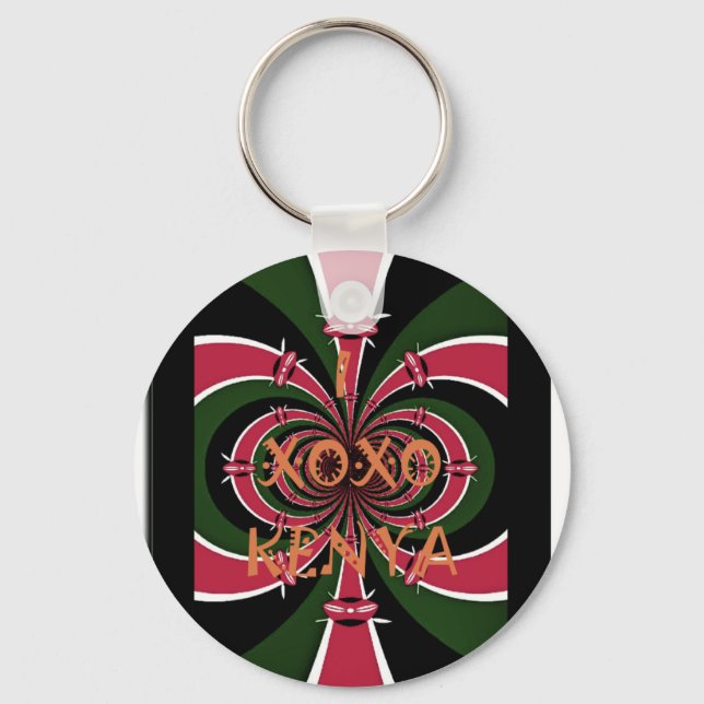 Kenyan Travel Gift – Hugs & Kisses Design Key Ring (Front)