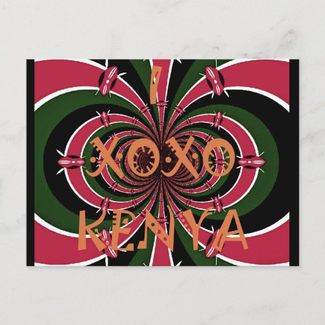 Kenyan Travel Gift – Hugs & Kisses Design Postcard (Front)