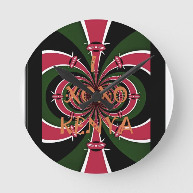 Kenyan Travel Gift – Hugs & Kisses Design Round Clock (Front)