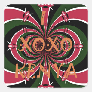 Kenyan Travel Gift – Hugs & Kisses Design Square Sticker