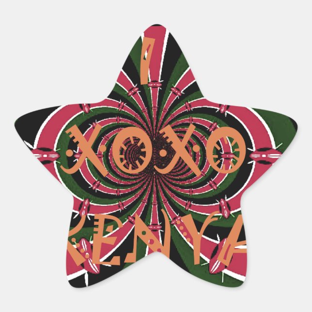 Kenyan Travel Gift – Hugs & Kisses Design Star Sticker (Front)