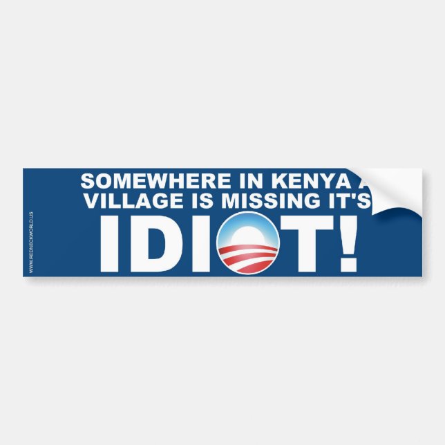 Kenyan Village missing it's Idiot Bumper Sticker (Front)