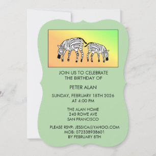 Kenyan Zebras, Birthday Invitation