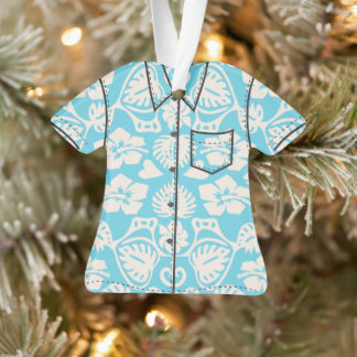 Keoni Hawaiian Monstera Leaf Damask Aloha Shirt Ornament