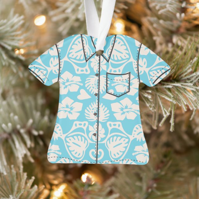 Keoni Hawaiian Monstera Leaf Damask Aloha Shirt Ornament (Tree)