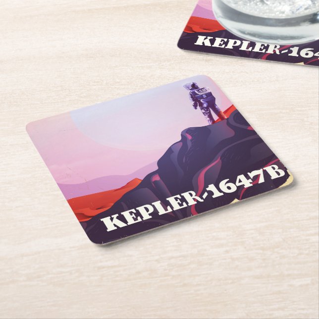Kepler - 1647B travel poster Square Paper Coaster (Angled)