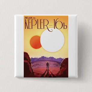 Kepler-16b: Binary Solar Sunset Fine Art Space 15 Cm Square Badge