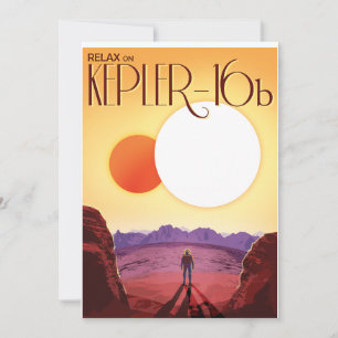 Kepler-16b: Binary Solar Sunset Fine Art Space Invitation